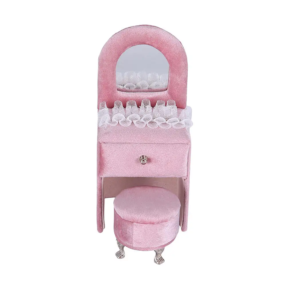 

Pink Mini Velvet Dresser Shape Jewelry Box Organizer Holder Rings Container