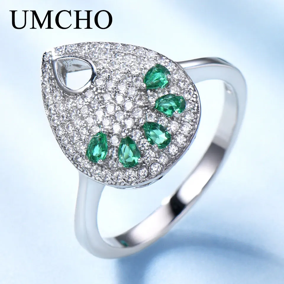 

UMCHO S925 Silver Rings for Women Rings Gemstone Aquamarine Cushion Romantic Gift Engagement Fine Jewelry