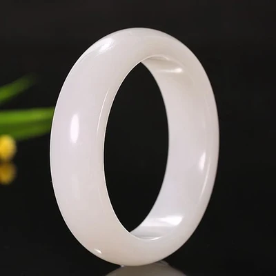 

Zheru Jewelry Natural Hetian Jade White 54-64mm Bracelet Elegant Princess Jewelry Best Gift for Mother and Girlfriend