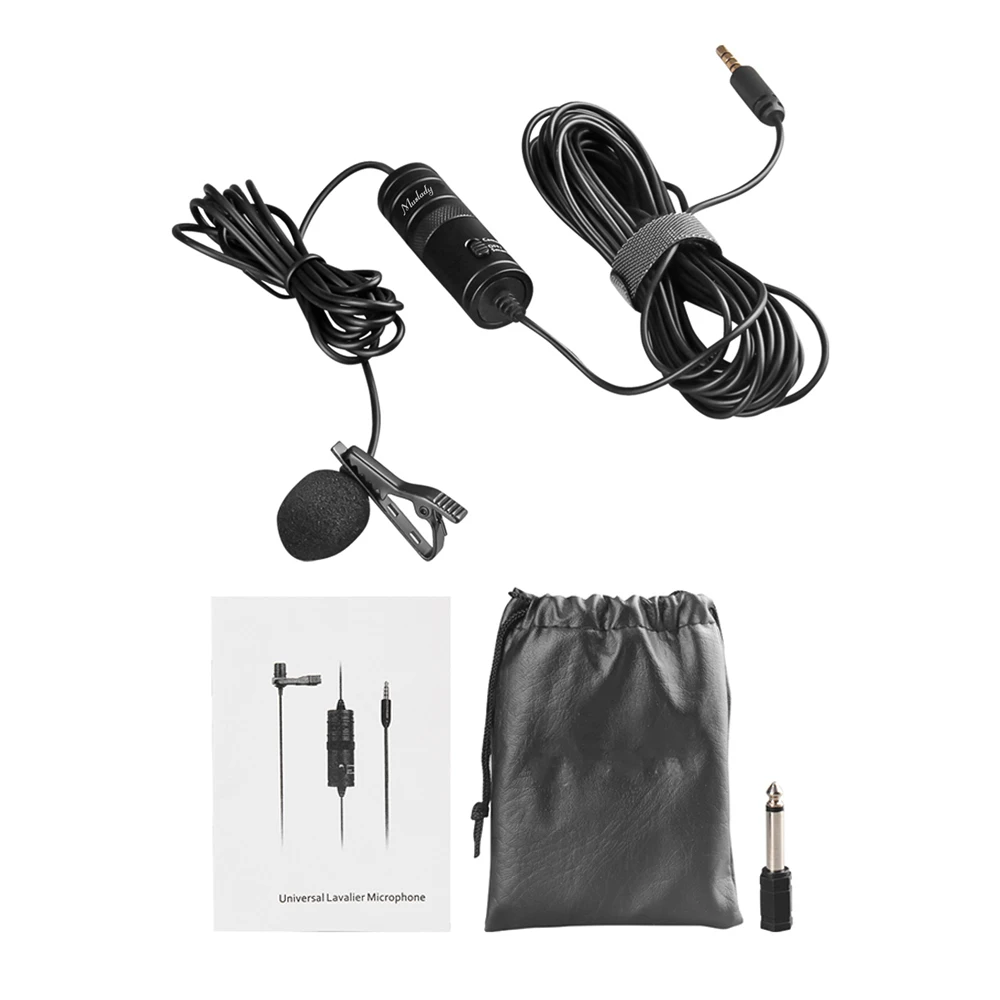

Wired Lavalier Lapel Microphone Clip-on Omnidirectional Mic Compatible with Smartphone Camera for Live Streaming Video Recording