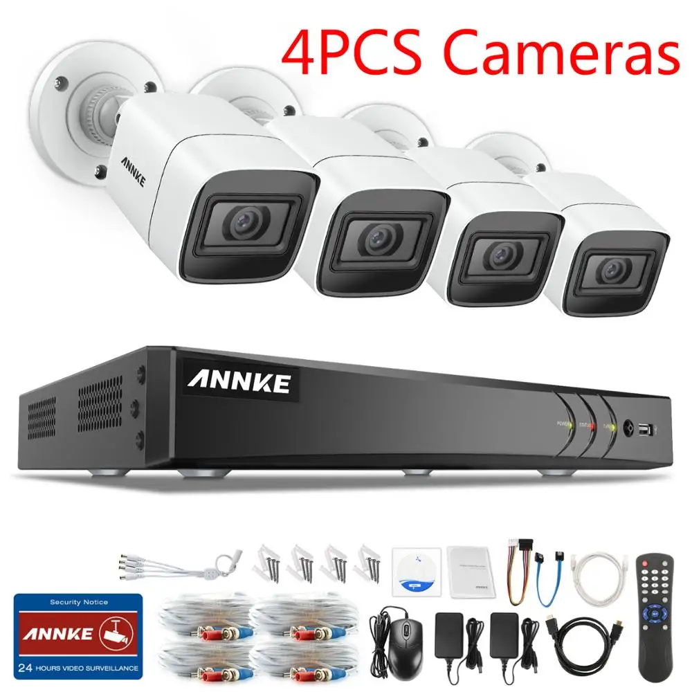 4PCS Cameras ANNKE 4K 8CH HD ультра четкие кадры CCTV системы безопасности 5в1 H.265 DVR с 4X или 8 Мп Открытый Всепогодный домашний видео комплект - Цвет: 4PCS Cameras