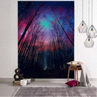 starry sky forest tapestry color night sky wall hanging bohemian psychedelic hippie aesthetics room home decoration 8 sizes