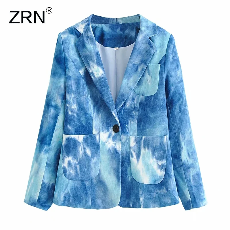 Женский вельветовый Блейзер ZRN с принтом осенняя винтажная верхняя одежда