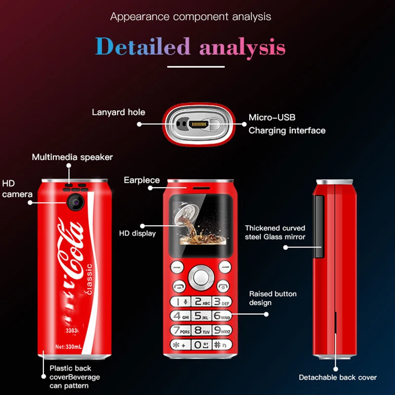 Милый карманный мини мобильный телефон SATREND K8 X8 1,0 дюймов cola форма телефон MP3 Bluetooth номеронабор запись звонков маленький мобильный телефон