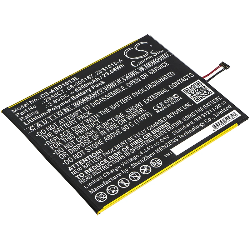 Cameron Sino для Amazon 2955C7 Kindle Fire HD 10 1 7th SL056ZE 6200 mAh/23.56Wh|Цифровые аккумуляторы| |