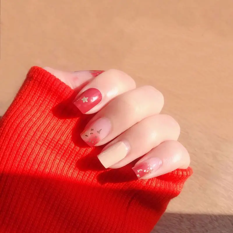 Nail Art Full Cover Self Adhesive Stickers Polish Transfer Tips Wraps Waterproof Decals Manicure 14Tips | Красота и здоровье