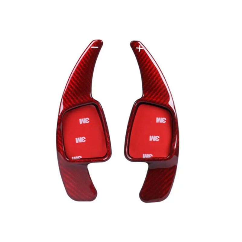 

2Pcs Genuine Carbon Fiber Interior Car Automobile Steering Wheel Shift Paddle Add on For Audi A3 A5 A4L S4 Q7 SQ5 2016-2018 RED
