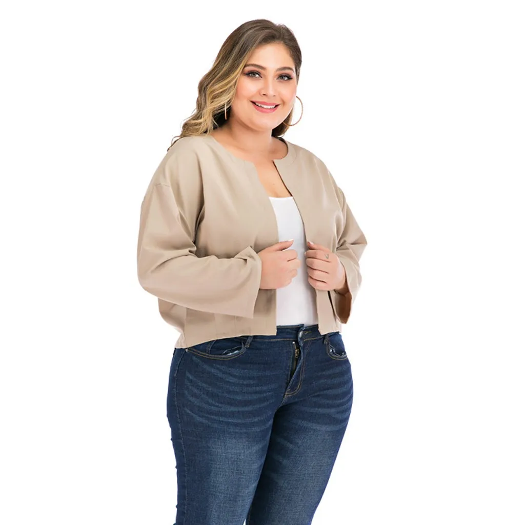 Женская куртка новинка 2019 Осень зима одноцветная Круглый ворот свободное