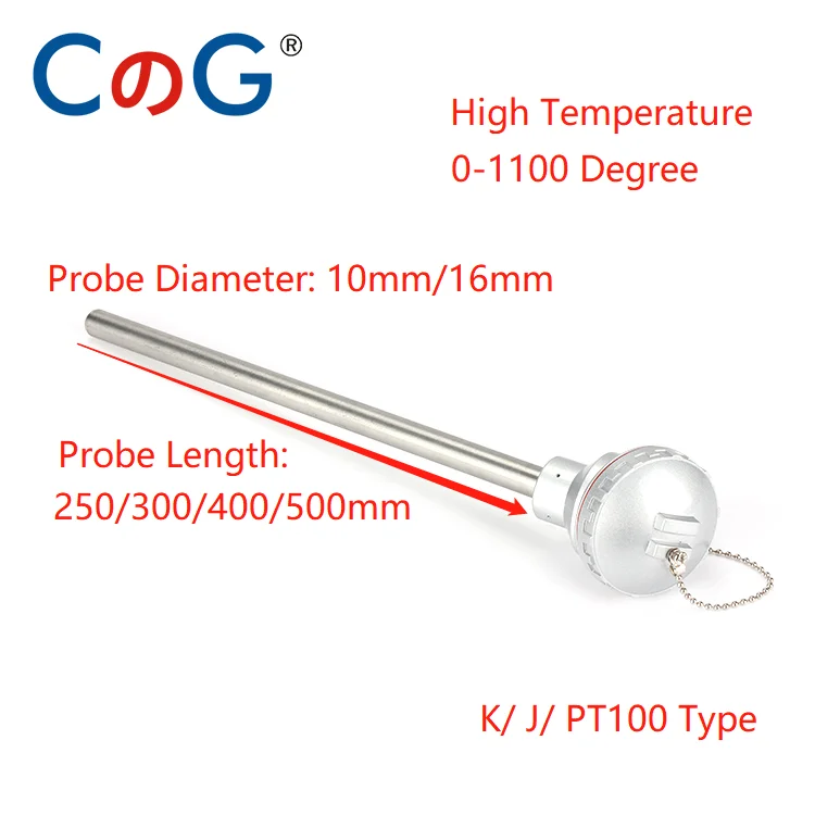

WRN-130 0-1100 Degree Diameter 10mm High Precision K Type Probe Armor Head Assembly Thermocouple Industrial Temperature Sensor