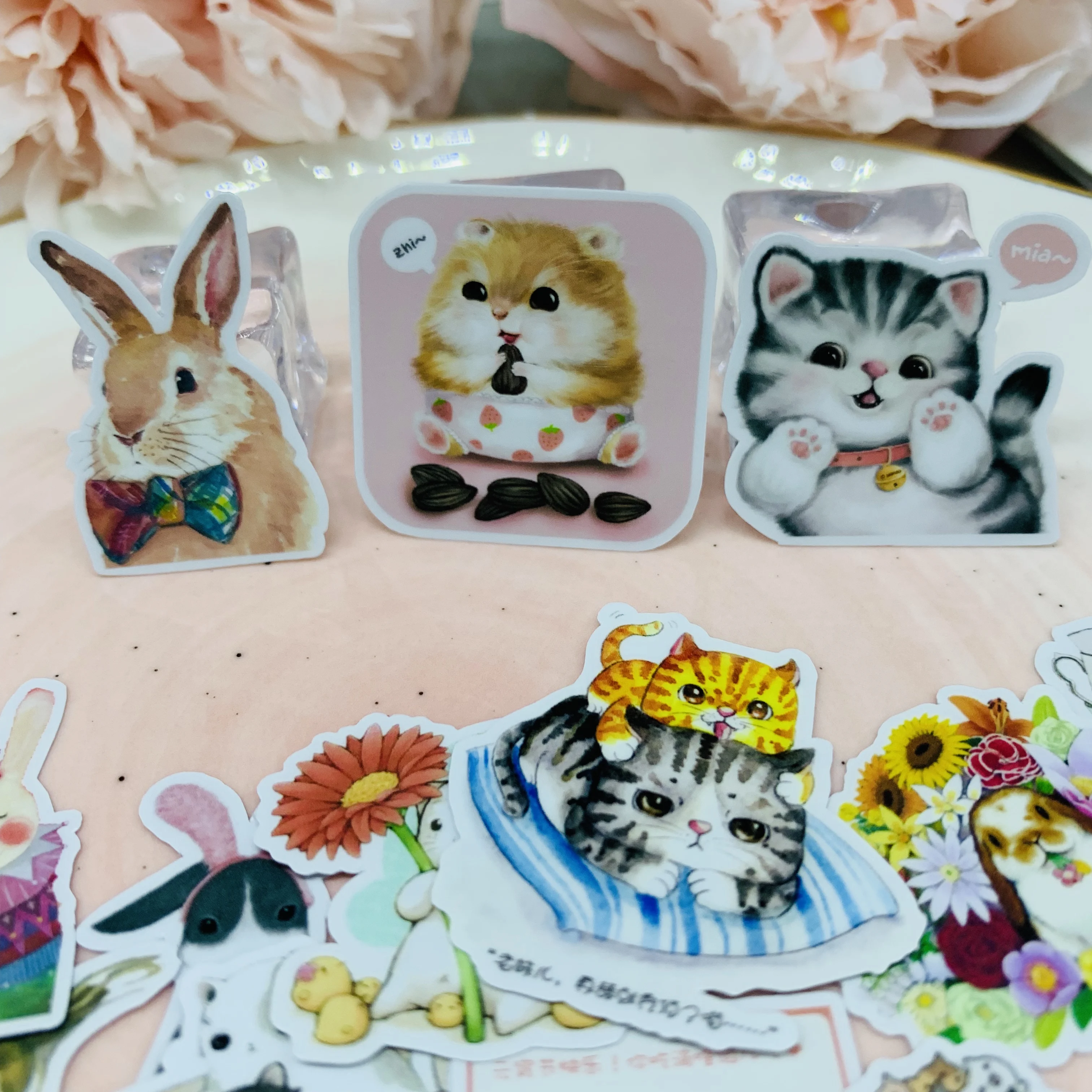 

35Pcs/Pack Cartoon Cute Cat Animals Sticker DIY Scrapbooking Album Junk Journal Planner Decorative Stickers