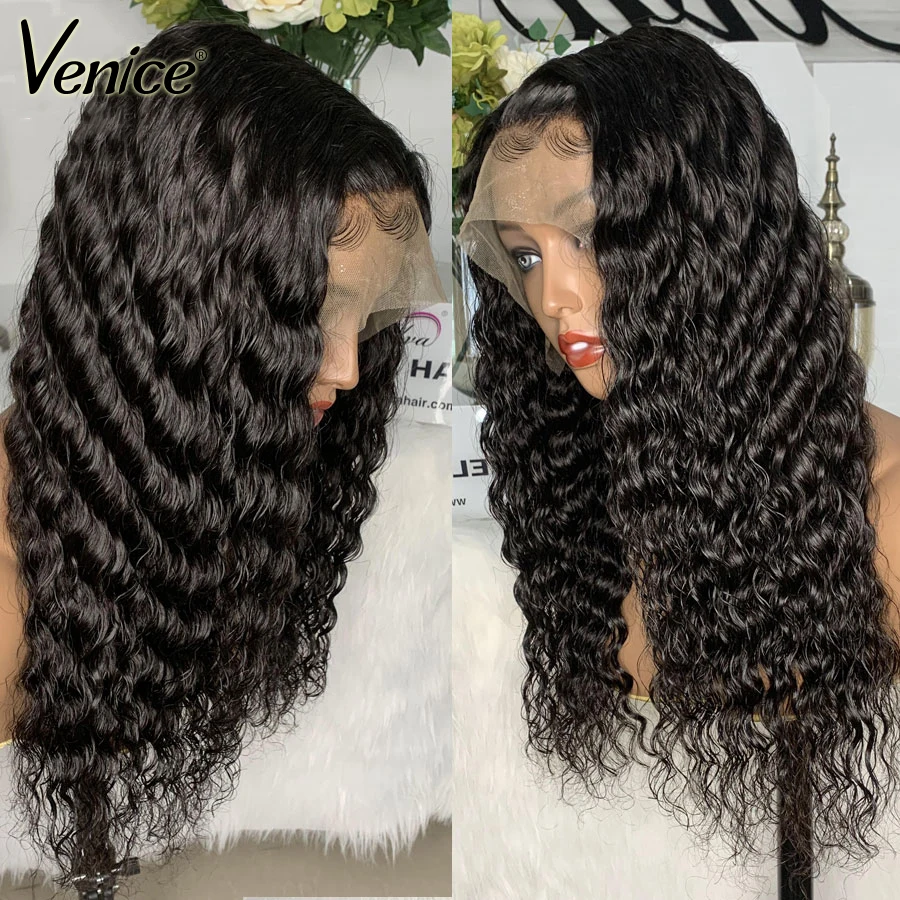 Venice Hair Deep Wave Wig 13x6 Lace Front Human Wigs Pre Plucked With Baby Frontal For Black Women | Шиньоны и парики