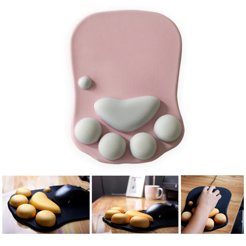 

3D Cute Mouse Pad Soft Cat Paw Mouse Pads Wrist Rest Support Comfort Silicon Memory Foam Gaming Ergonomic Mouse Mat