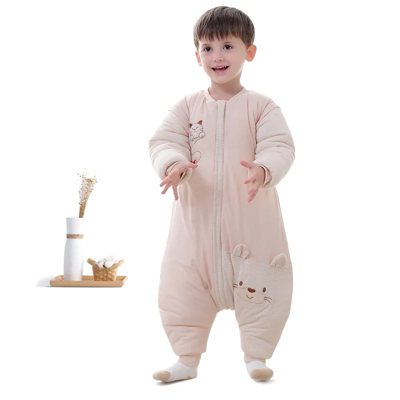 

Sleeping Bag New Baby Child Sleeping Bag Pure Color Cotton Baby Winter Thickening Leg-type Anti-kick