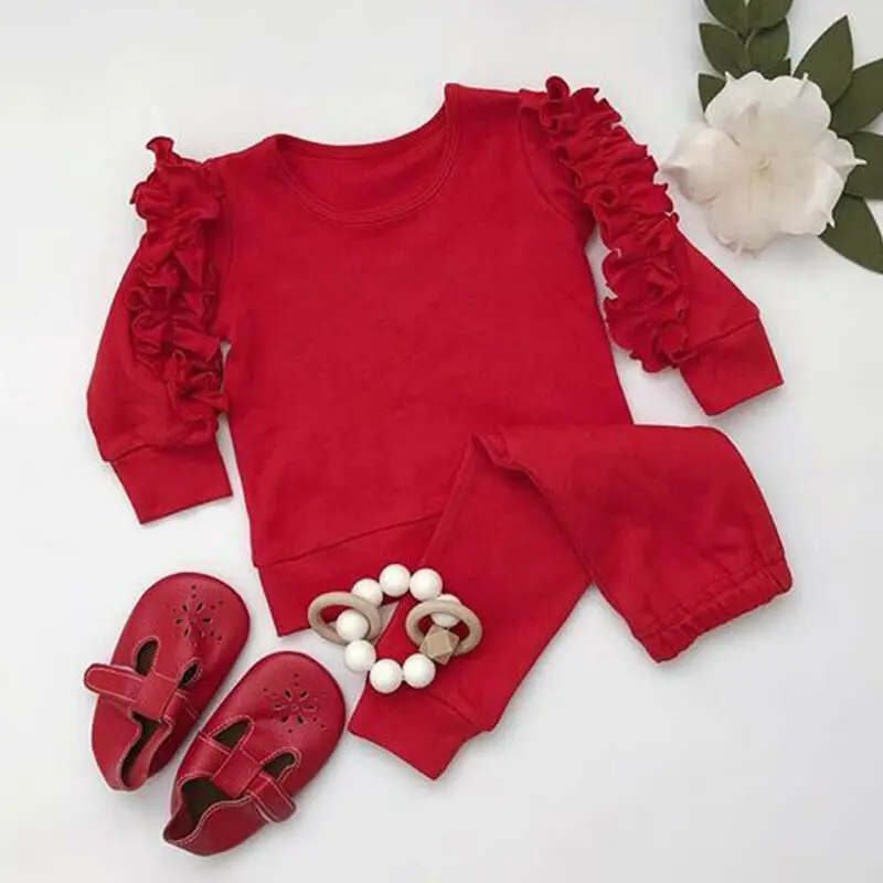 Джемпер с оборками для новорожденных девочек свитшот топы леггинсы штаны