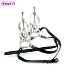 Кожаный бондаж женский Нержавеющаясталь Регулируемый пыток играть зажимы металлический ниппель зажимы груди Dildos беспроводной пульт для женщин Секс игрушки