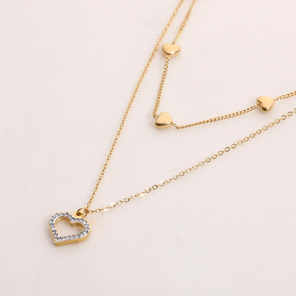 Новое Классическое позолоченное Двухслойное ожерелье из нержавеющей стали 316L с