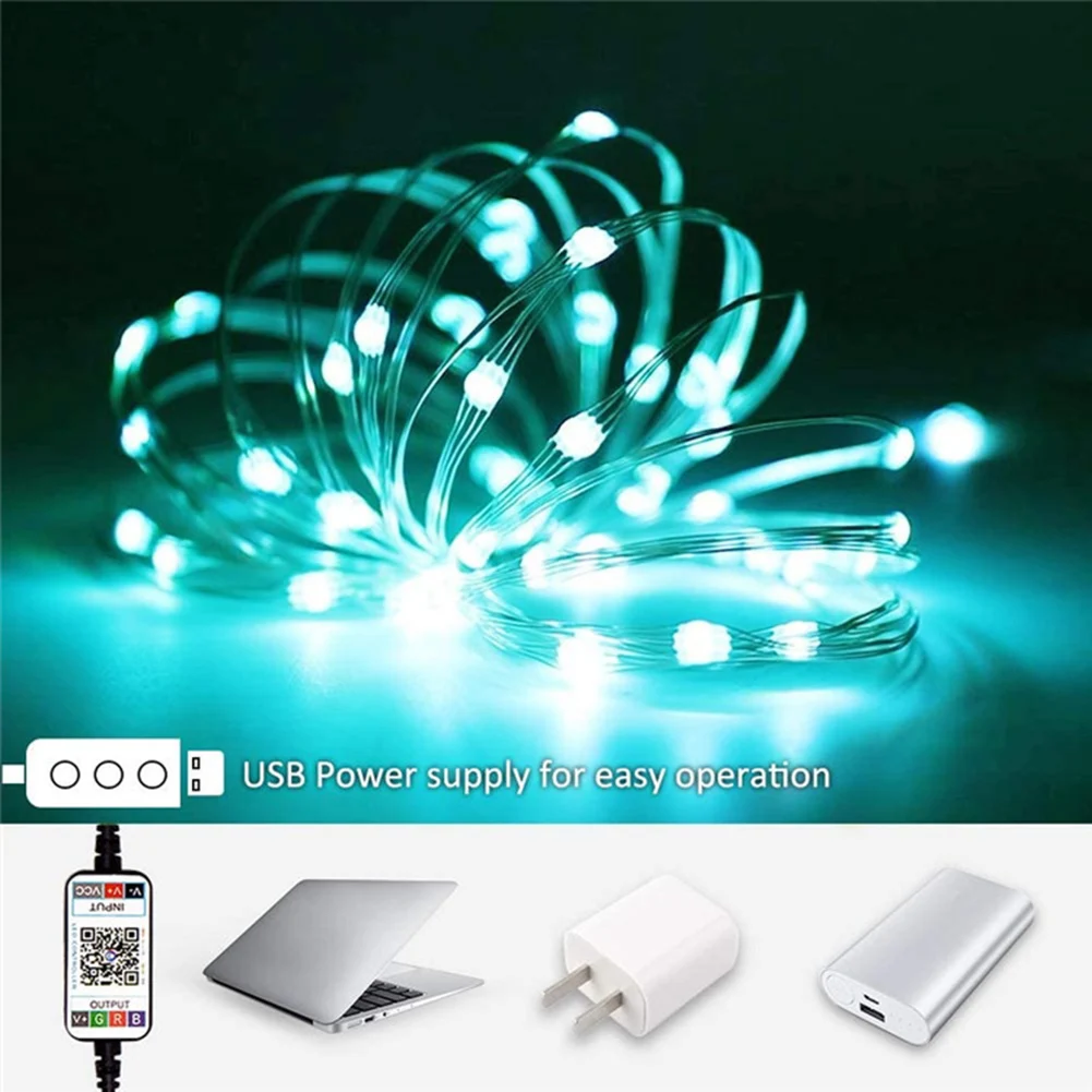 

Bluetooth Rechargeable LED Christmas App Control Waterproof Fairy String Lights Wedding Home Indoor Decorations