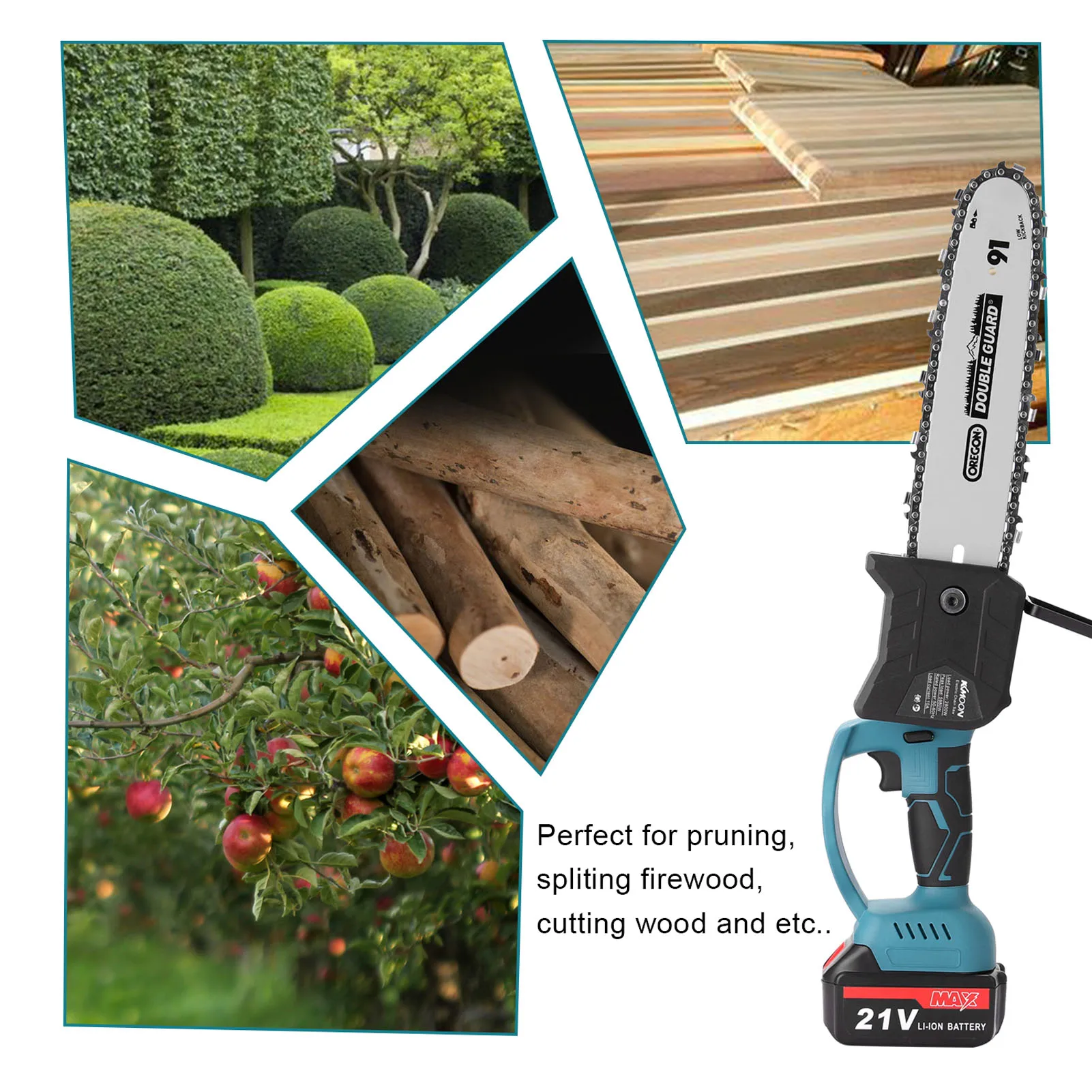 

21V 10 Inches Electric Pruning Saw Wood Spliting Chainsaw One-handed Woodworking Tool for Garden Orchard With 2 Lithium Battery