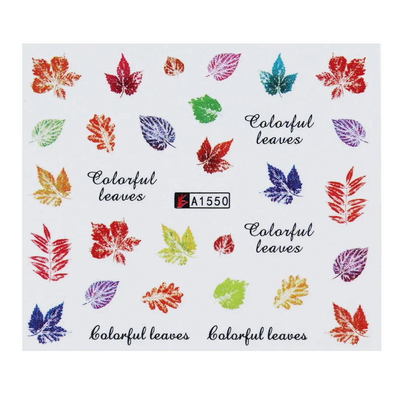 Monja 12Pcs/Set Nail Art Water Transfer Sticker Green Leaf Maple Pattern Watermark Tips Manicure Decors Accessories | Красота и