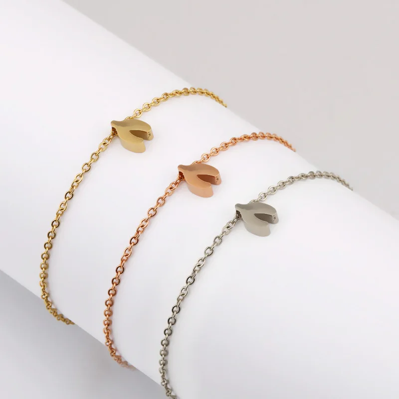 Браслет-цепочка из нержавеющей стали с подвеской в виде рыбьего Кита и хвоста |