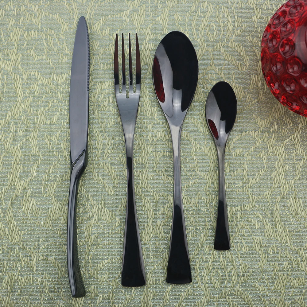 Столовые приборы черный набор 4 шт нож вилка ложка 304 нержавеющая сталь столовая