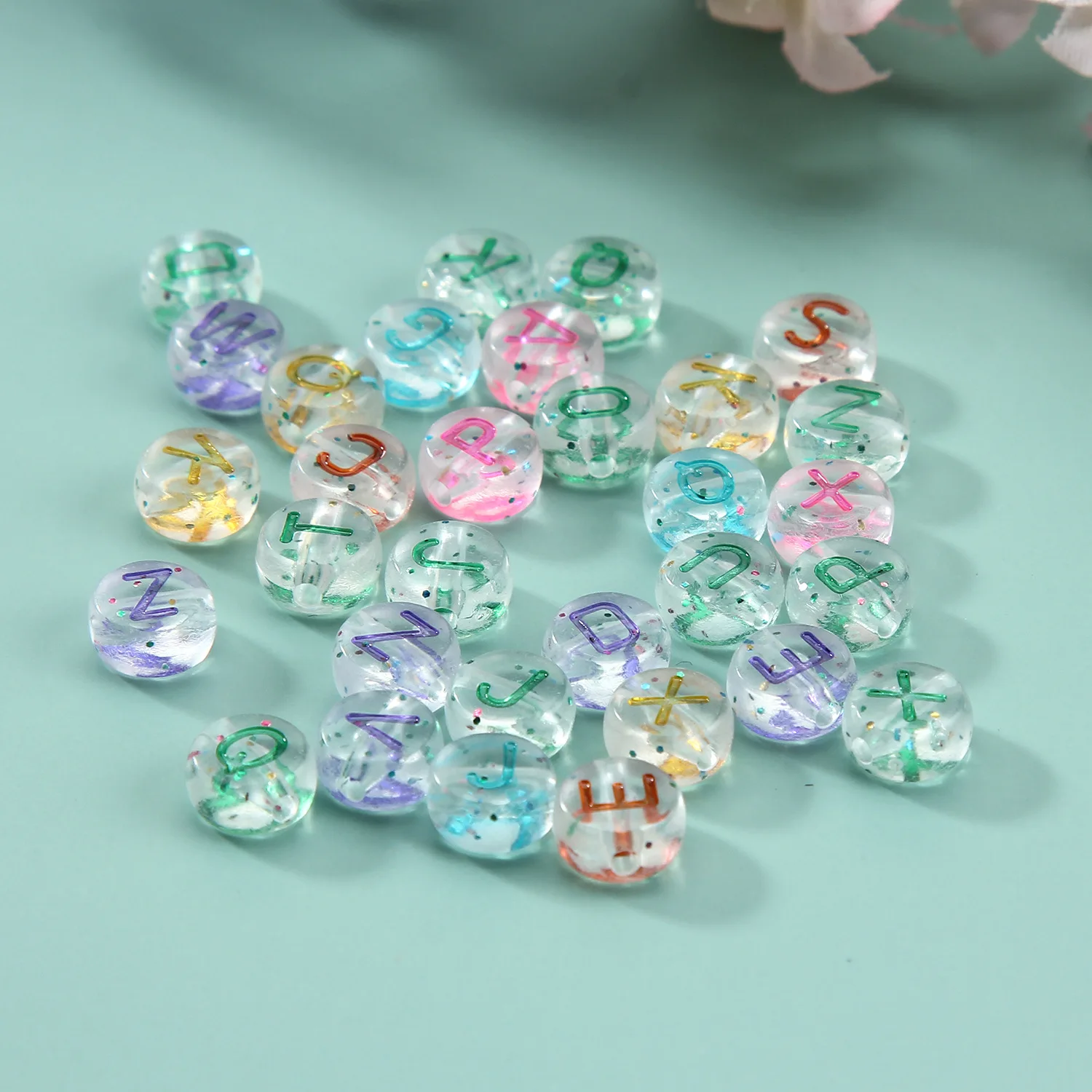 

100 Pcs 7 mm Mixed Letter Digital Acrylic Beads Flat Round Square Cube Number Beads Accessories For Jewelry Making Diy Bracelets