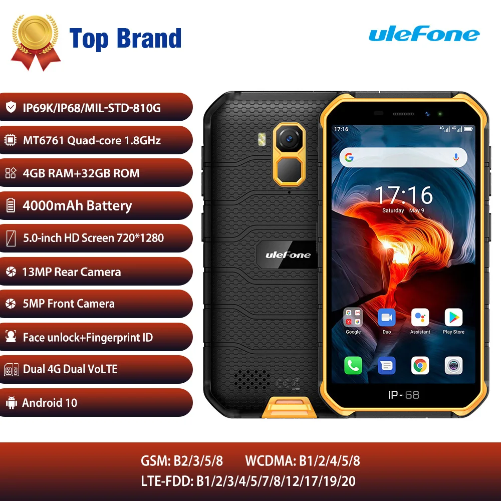 

Ulefone Armor X7 Pro Cell Phone 4GB RAM Android10 Smartphone ip68 Rugged Waterproof Mobile Phone 4G LTE 2.4G/5G WLAN NFC Phone