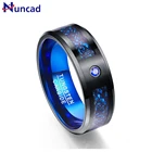 Nuncad 8 мм ширина 2,3 мм толстое модное мужское кольцо из карбида вольфрама синего цвета инкрустированное черным драконом для свадебных украшений подарок RingT048R