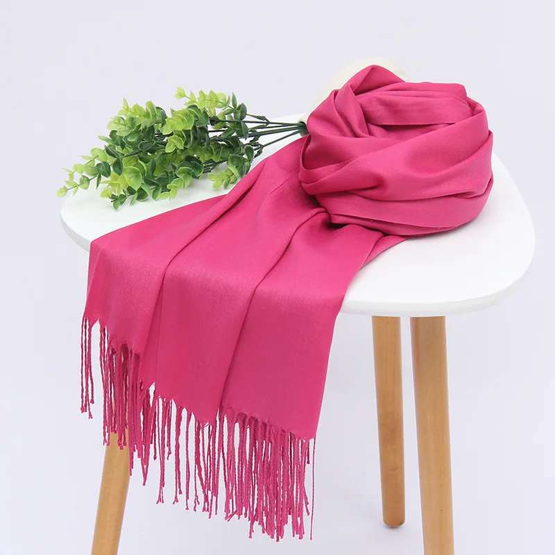 Женские однотонные хлопковые шарфы с кисточками женский тонкий весенний шарф
