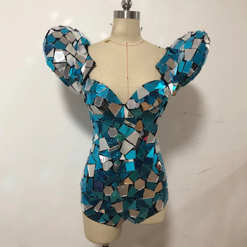 Roupa Feminina женское зеркальное платье костюм для танцев ГОГО сверкающий комбинезон рейверская праздничная одежда танцевальный сценический костюм VDB916
