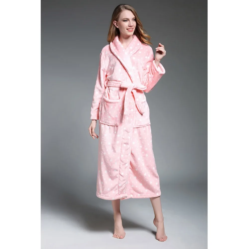 

Nightgown winter thick pyjama warm long flannel bathrobe large kimono bathrobe robe robe wedding bridesmaid robe Nachthemd