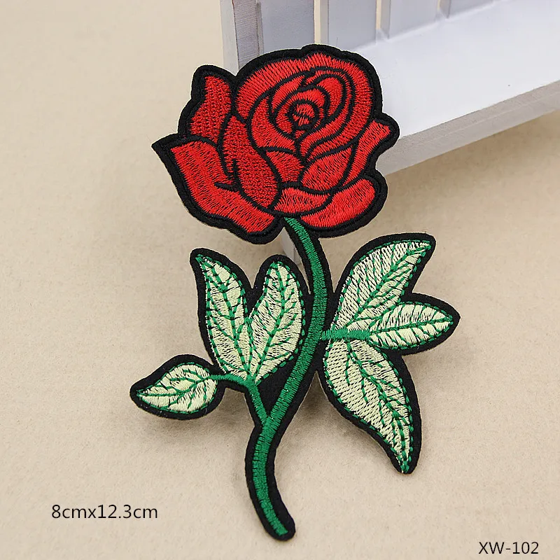GUGUTREE вышивка нашивки в виде розы цветок патчи значки аппликации для одежды XW-141 |
