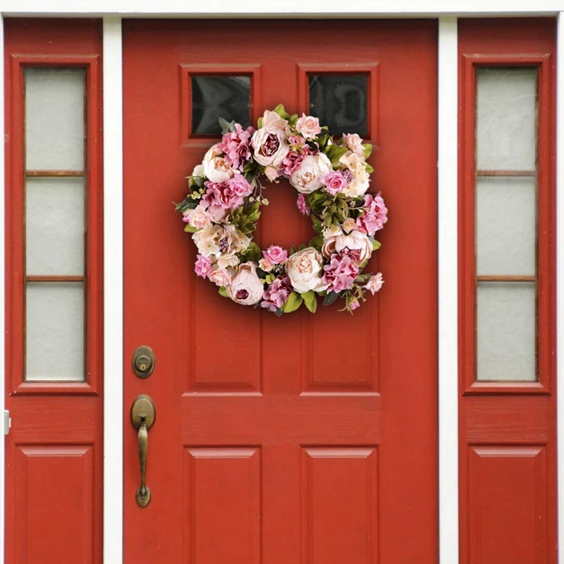 

Artificial Flower Wreath Peony Wreath - 16inch Door Wreath Spring Wreath Round Wreath For The Front Door, Wedding, Home Decor