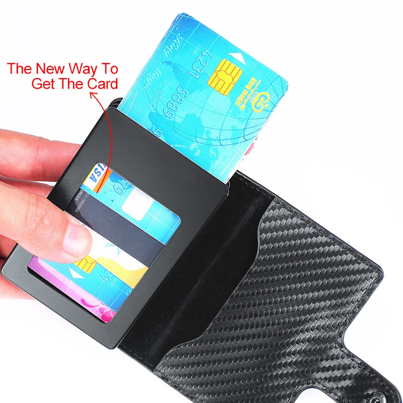 Carbon Fiber Aluminum Metal Credit Card Holder Business Mini Wallet 2020 Man Women Cardholder Rfid Billeteras | Багаж и сумки
