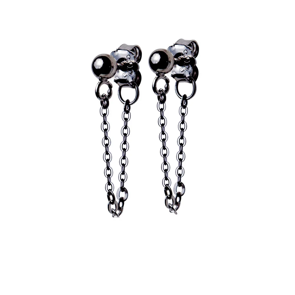 Black-Short Trusta, 925 пробы, серебряные серьги-гвоздики, соединенная цепочка, модное ювелирное изделие на день рождения дочери, подарок, хорошее ювелирное изделие DS1434 - Окраска металла: Black-Short