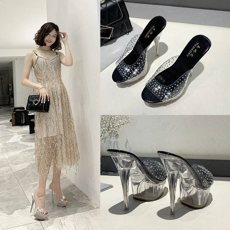 Босоножки на высоком каблуке женские пикантные босоножки тонком 15 см Sandalia Feminina