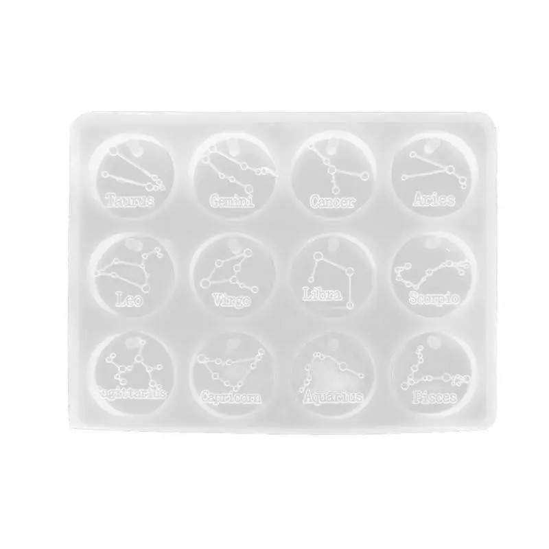 

12 Constellations Discs Pendant Epoxy Resin Silicone Mold Jewelry Making Tools