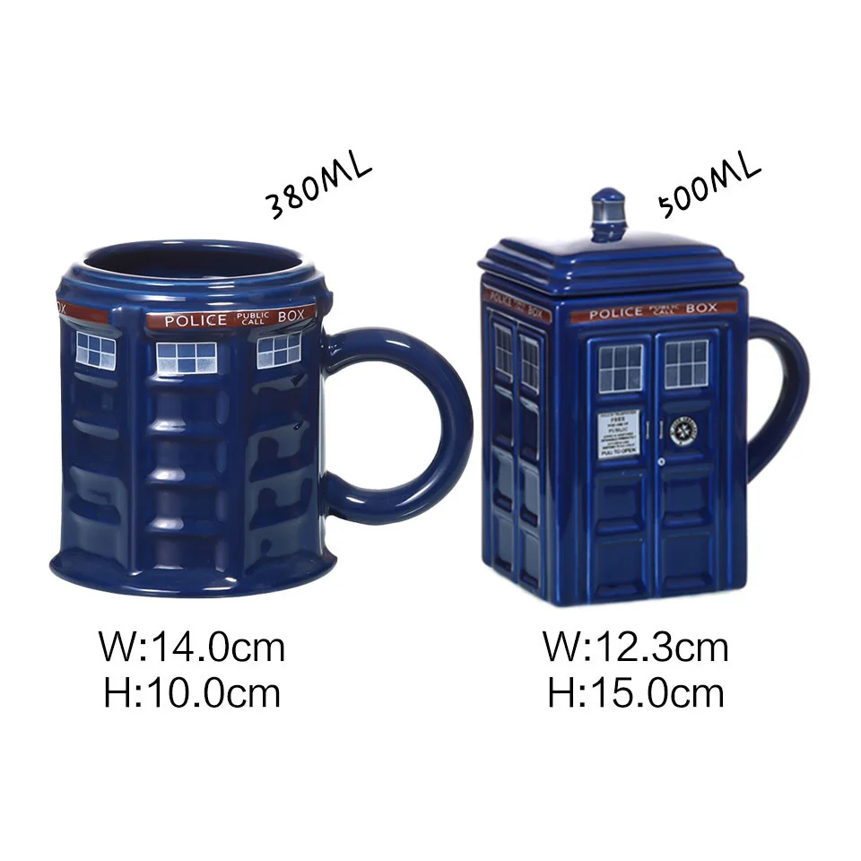 Керамическая кружка Doctor Who Tardis Box чашка с крышкой для чая кофе забавный креативный