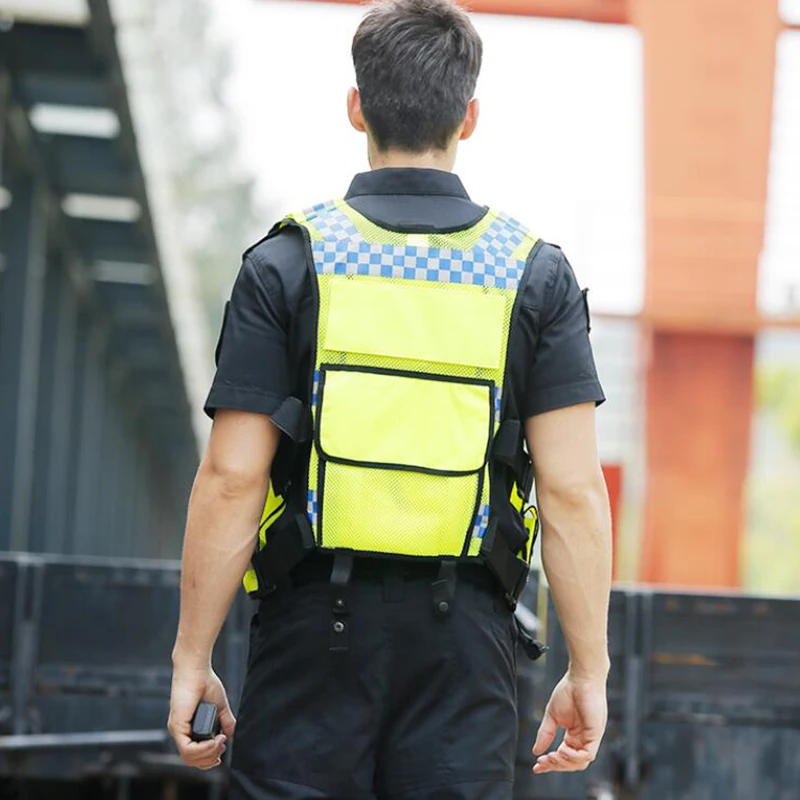 Фото Новинка, тактический патруль безопасности, жилет Hi Viz, желтая рабочая одежда, рабочая одежда, безопасная одежда, высокая видимость, ночник №5