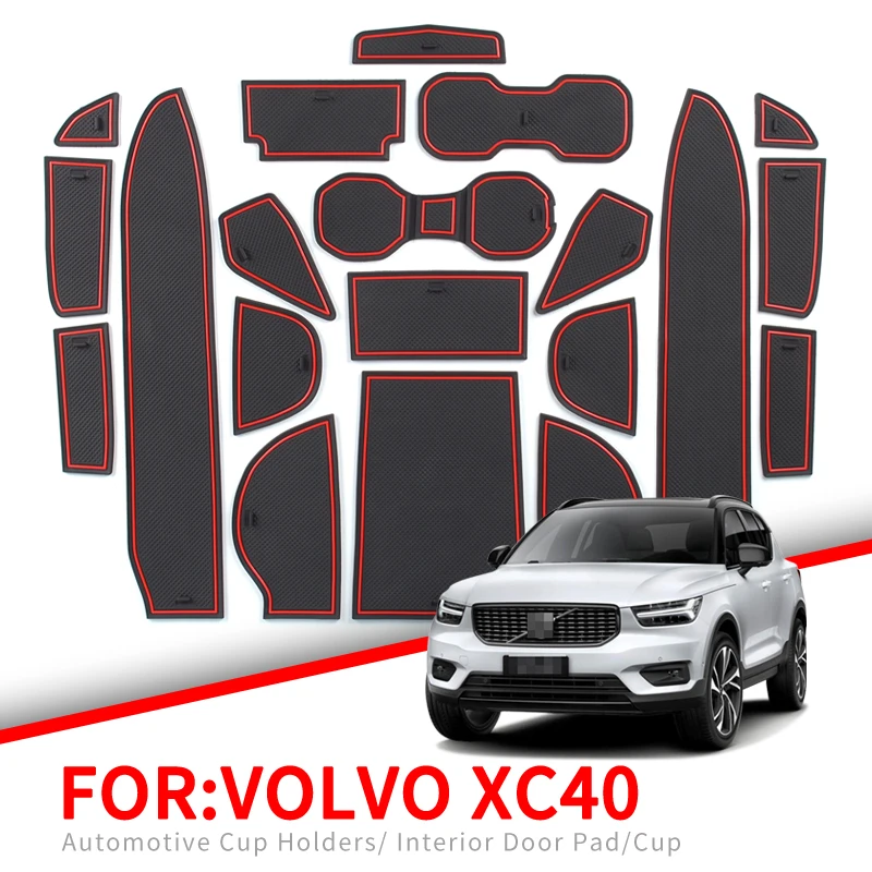 

ZUNDUO Car Anti-Slip Gate Slot Cup Mat for VOLVO XC40 2019 2020 Interior Accessories Rubber Coaster Door Pad Non-Slip Mats
