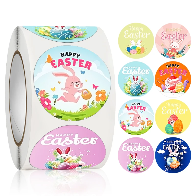 

Easter Stickers Cartoon Rabbit Egg Decoration Labels Holiday Gift Seals Decor Label Sticker Children Stationery Stickers 1 Inch