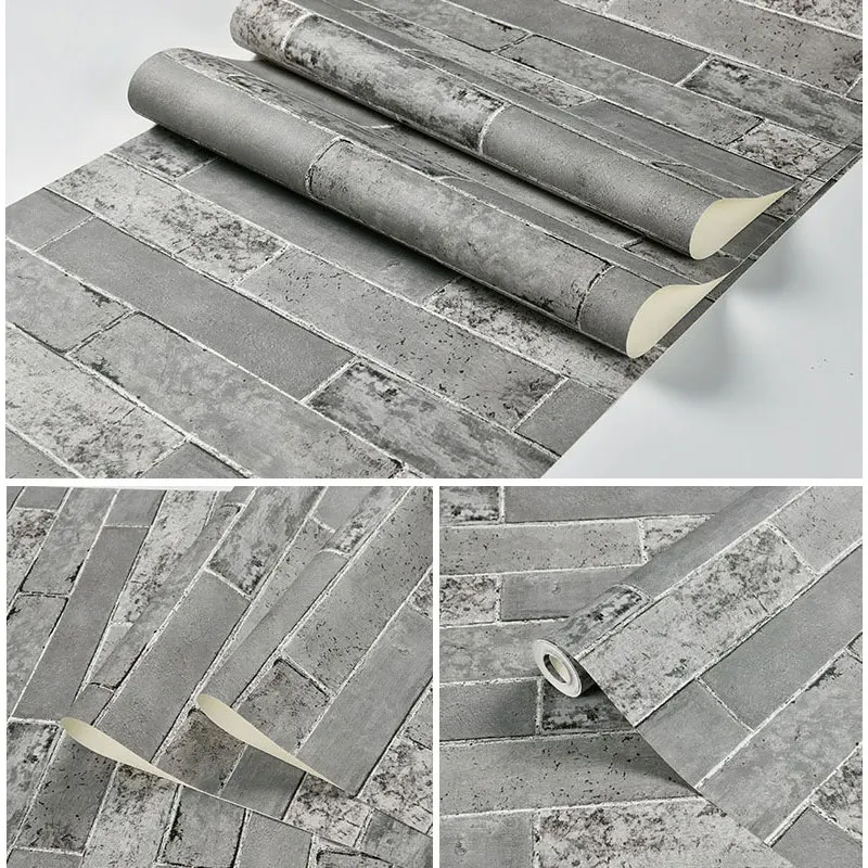 Китайские винтажные 3D искусственные рулонные обои кирпичная стена пвх ретро