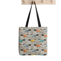 2021 shopper foxes tote bag printed tote bag women harajuku shopper handbag girl shoulder shopping bag lady canvas bag