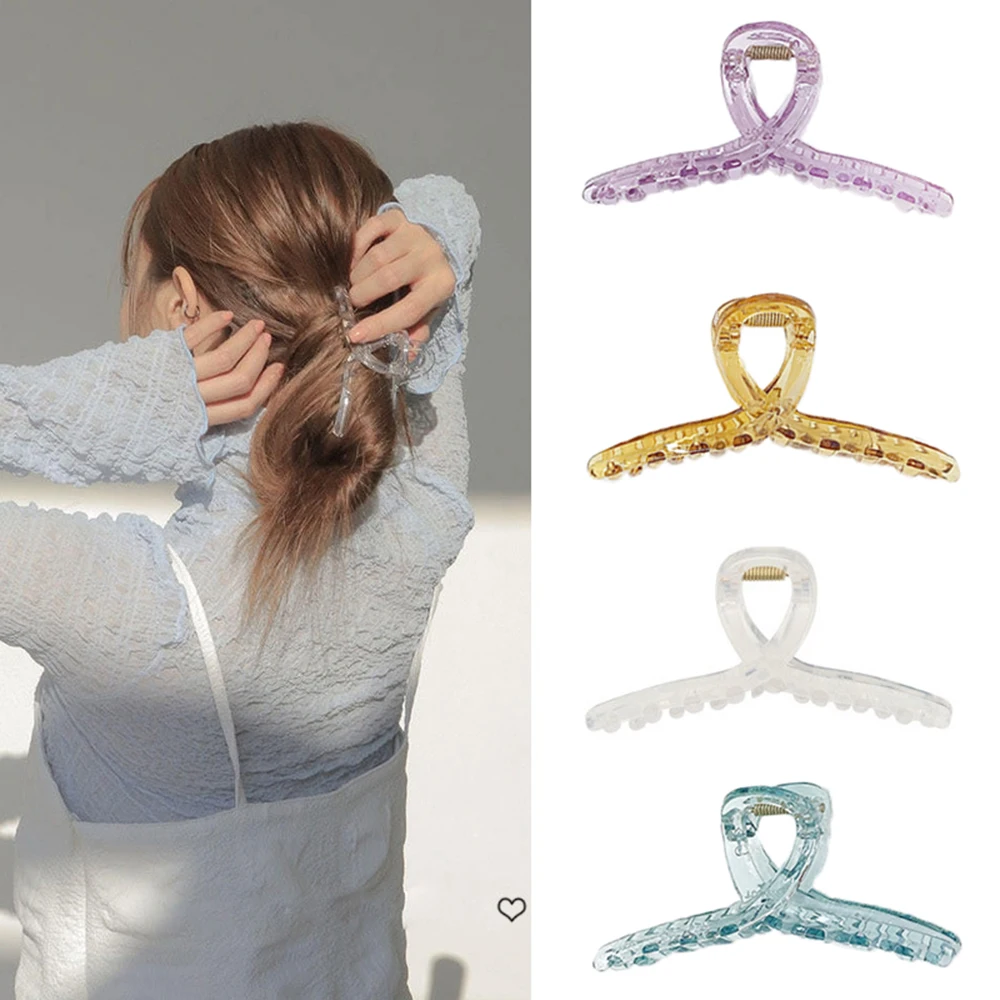 

Fashion Women Elegant Simple Hair Clips Transparent Acrylic Hair Claws Large Size Bathing Crab Clamp Clips Hair Accessories