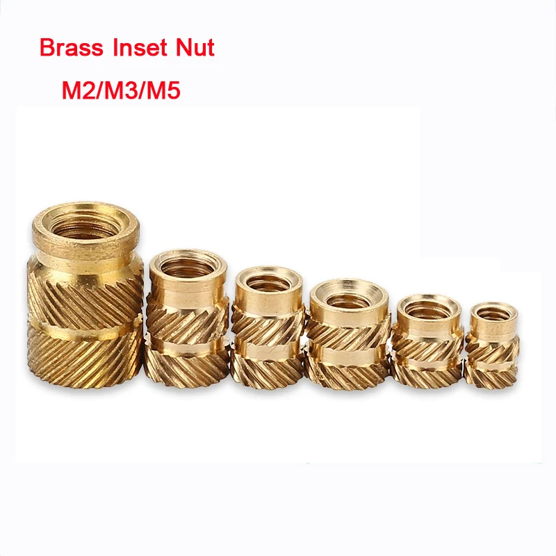 

20 шт./50 шт. вставные гайки, рифленая Латунная гайка, термопрессованная в пластиковый инжектор, термоплавкая латунная вставная гайка M2/M3/M5