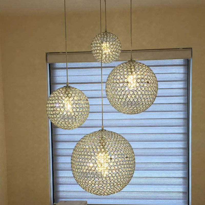 Круглая хрустальная люстра роскошная светодиодная лампа для ресторана спальни