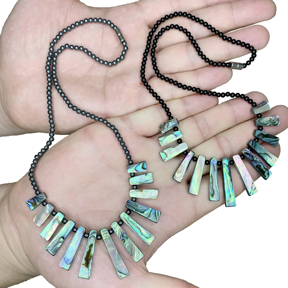 Цепочка женская короткая из агата и гематита 40 см B505 | Украшения аксессуары