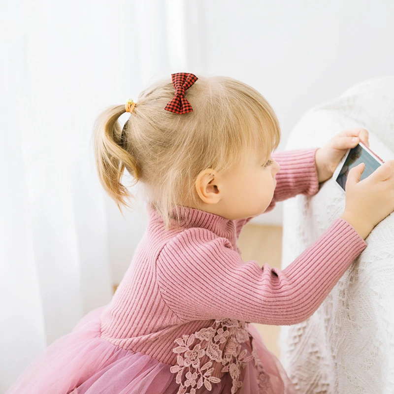 Детские заколки для волос в клетку с бантом набор милых детских заколок узлом