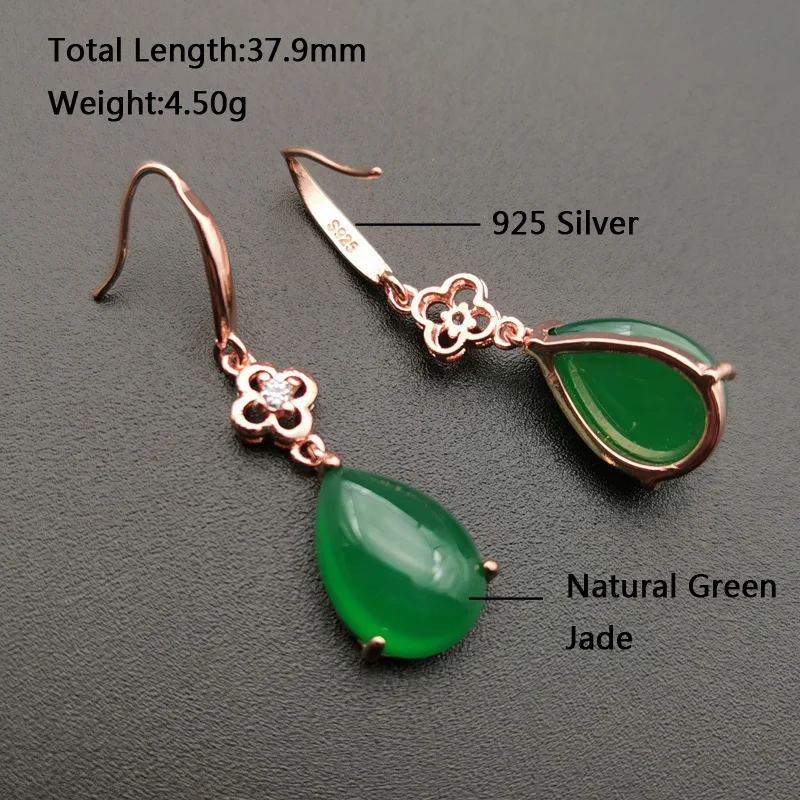 Женские винтажные длинные серьги Jadery из розового золота 925 пробы с зеленым