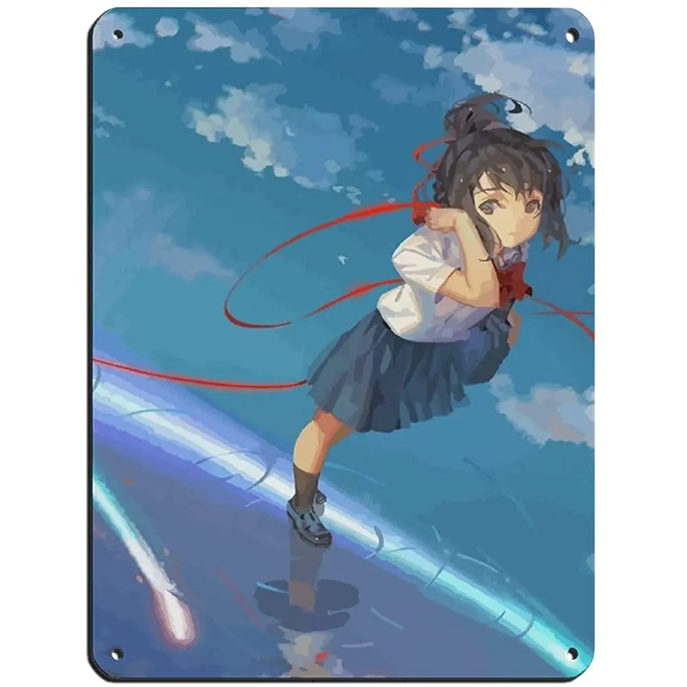 

Japanese Anime Your Name Hayao Miyazaki Movie Poster 5 Tin Sign Vintage Metal Pub Club Cafe bar Home Wall Art Decoration